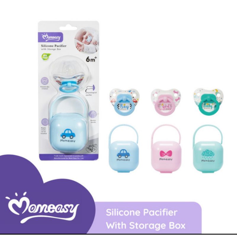 Empeng Momeasy / Baby Soother Pacifier 6m+ dengan Tempat Empeng / Pacifier Box Momeasy BOX serbaguna penyimpan nipple empeng