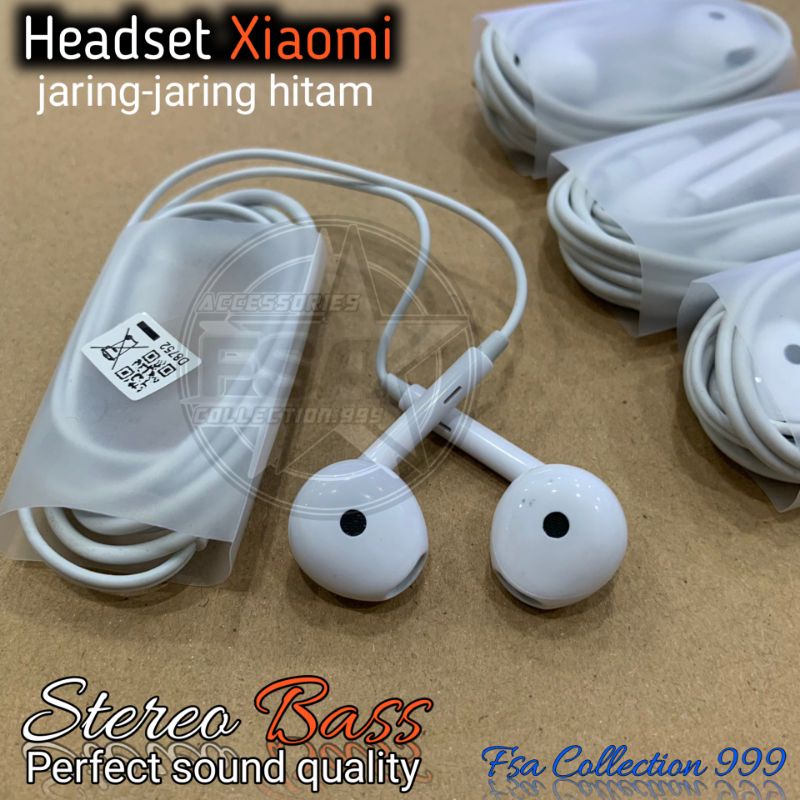 Headset Xmi Ori Bass stereo rdmi 3 4a 4x note 4 note 5 5A note 7 note 8 9 Pro 9A 9C 9T 10A 10C poco M3 X3 F3(jaring hitam)