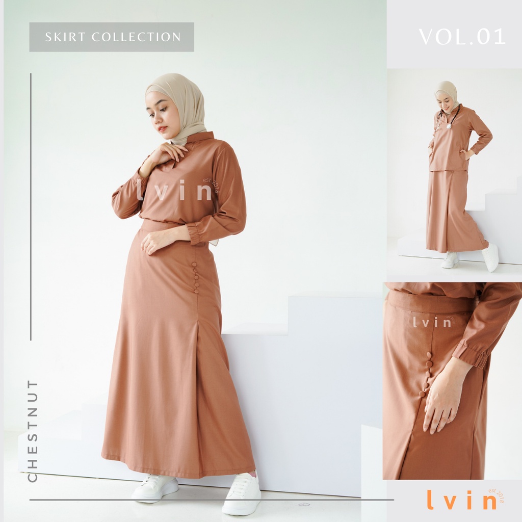 [ Lvin ] FLARE SKIRT  SCRUBS - Vol 01 -  Baju OKA Rok Mandarin Collar Lengan Panjang / Baju Jaga /Set Baju Celana Jaga Oka / Dokter / Baju OK