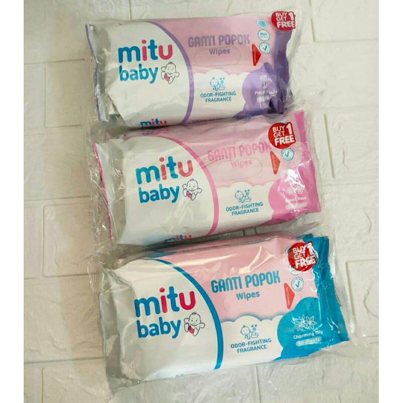 Mitu Baby Wipe Ganti Popok 50sheets (Buy 1 Get 1 Free) / Tissue Basah Bayi