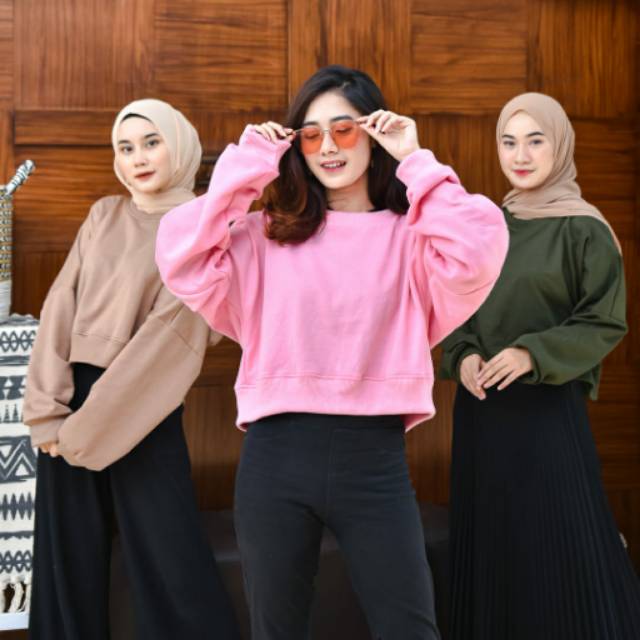 SWEATER TEBAL MURAH CROP OVERSIZE / SWEATER CROP TEBAL TERBARU