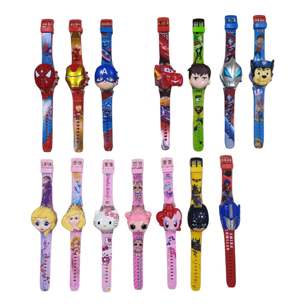 Jam Tangan Anak Flip Perempuan Laki Laki Digital Frozen Pony Avengers