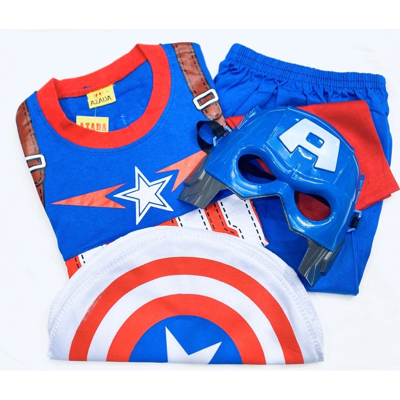 Baju Topeng Anak | Baju Kostum+Topeng anak laki-laki AZADA Captain America