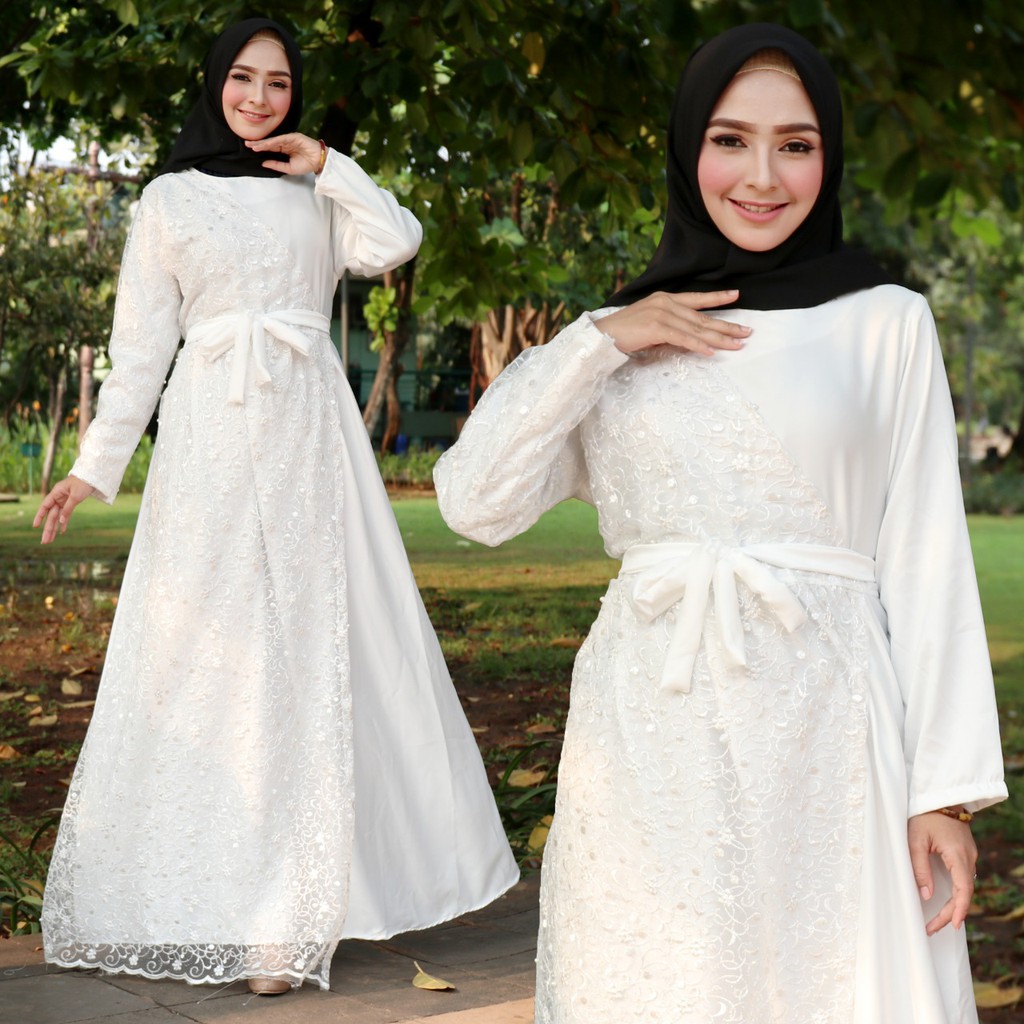 Dress Brukat Wanita Maxi Dress Carlita / Gamis Wanita bahan Velvet Roberto / Fashion Muslim / Baju Pesta