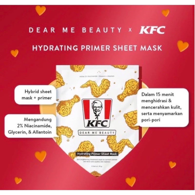 DEAR ME BEAUTY X KFC Primer Sunstick SPF50+ PA++++ | Hydrating Primer Sheet Mask | Skin Barrier Water Cream