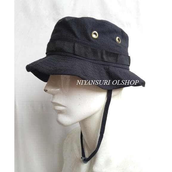 Termurah Topi Rimba hitam polos
