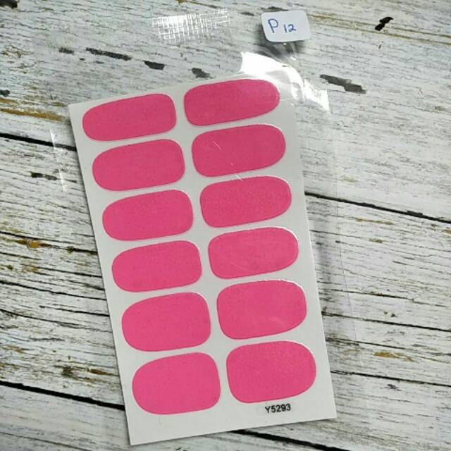 Shocking Pink ~ Nail sticker/stiker kuku Polos Glossy [P12]