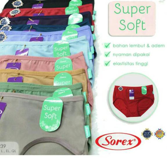 ➳ [6 PCS] CD SOREX SUPER SOFT 1239 TALI KECIL JAHITAN BELAKANG CELANA DALAM WANITA DEWASA ABG ✵