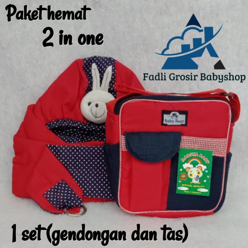 Gendongan Bayi Samping Topi Kerut Dan Tas Marsya (2 in 1)