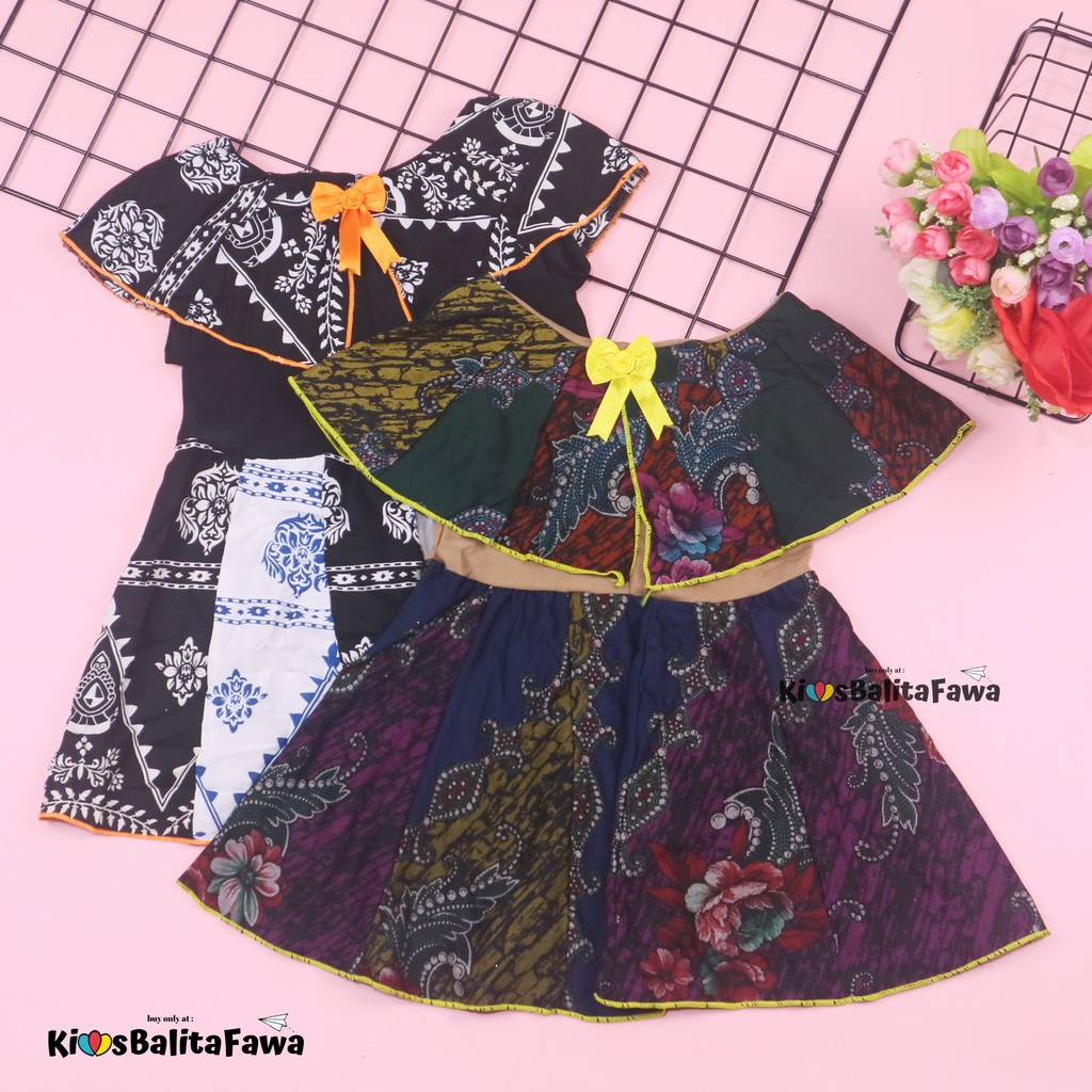 Dress Irene size 1-2 Tahun / Dres Batik Cape Baju Kensi Anak Perempuan Murah Cewek Katun Adem Gaun