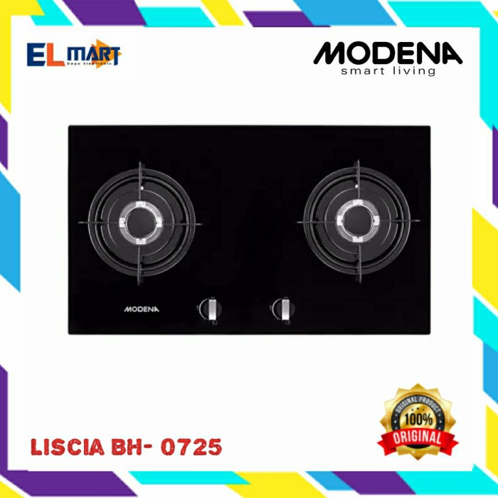 Modena Kompor Tanam 2 Tungku BH 0725 - BH0725 Liscio Gas Hob Kaca