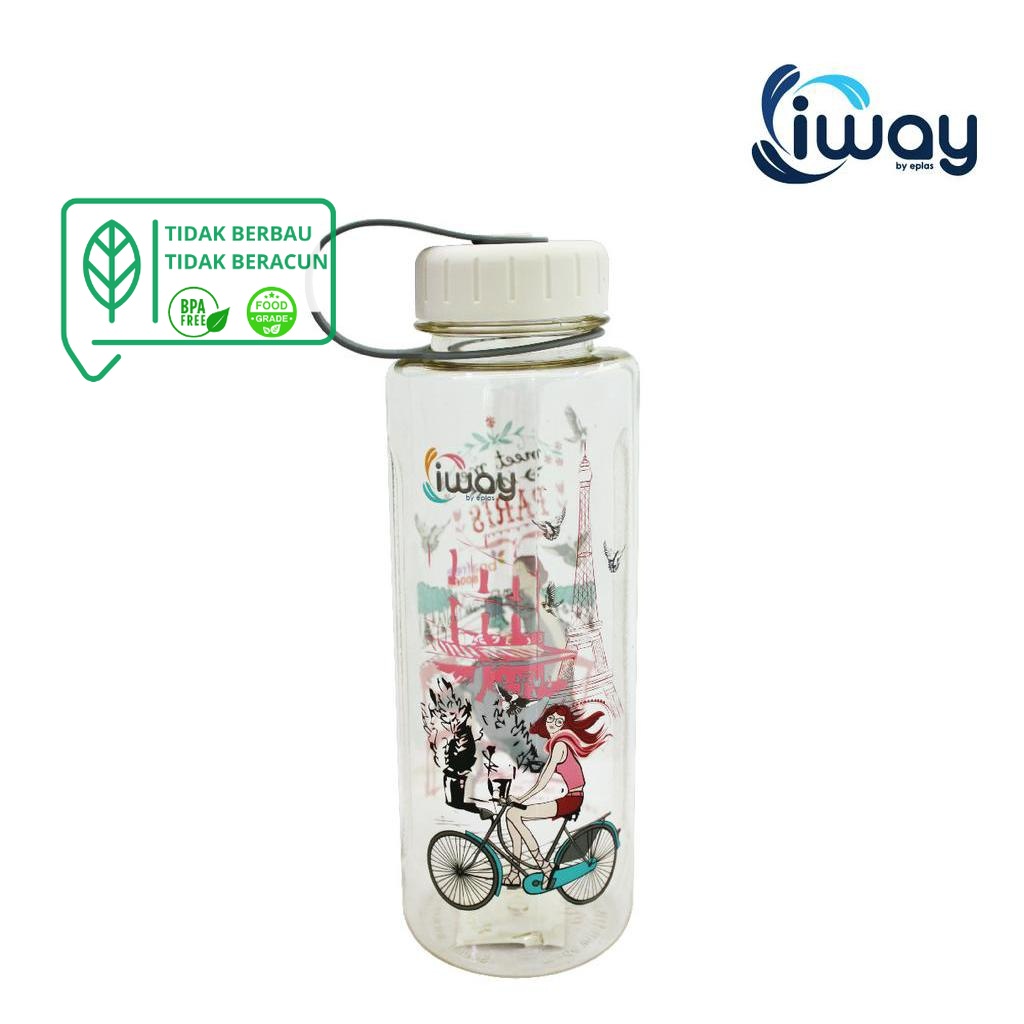 IWAY Water Bottle With Handle (800ML), EPLAS, Water Tumbler, Botol Air, BPA Free, Tritan IGE-800BPA