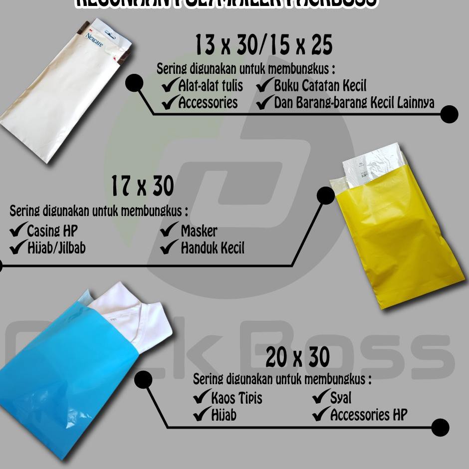 

REAL PICT! PROMO POLYMAILER PACKBOSS 20x30 ISI ±100 LEMBAR TEBAL, KUALITAS BOSS, HARGA TERMURAH