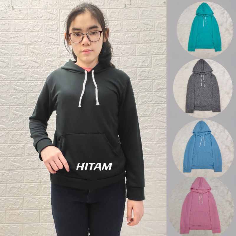 sweater hoodie wanita polos kekinian size m-xl