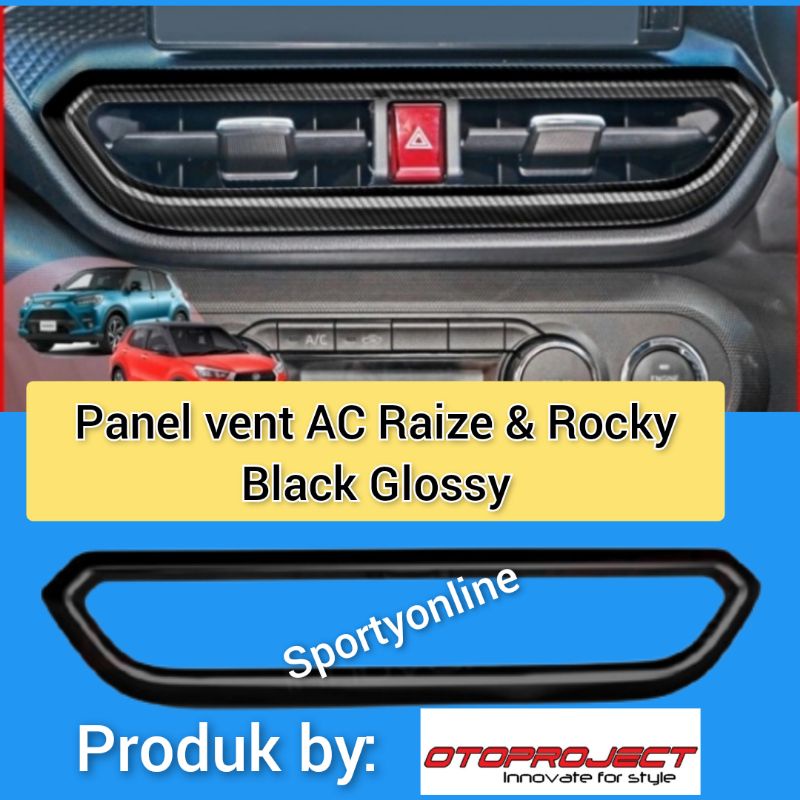 panel vent ac Raize dan Rocky Black glossy