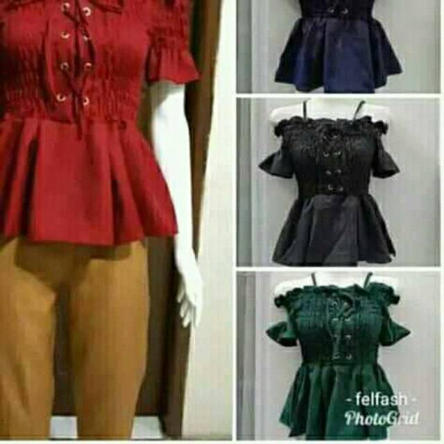Dress sabrina tali kerut / dress fashion wanita korea terbaru