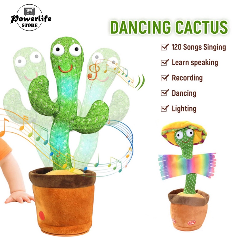 （COD) PL Mainan Kaktus Goyang  Menari Bicara Dancing Cactus Boneka Talking Joget Toy Bayi Toy