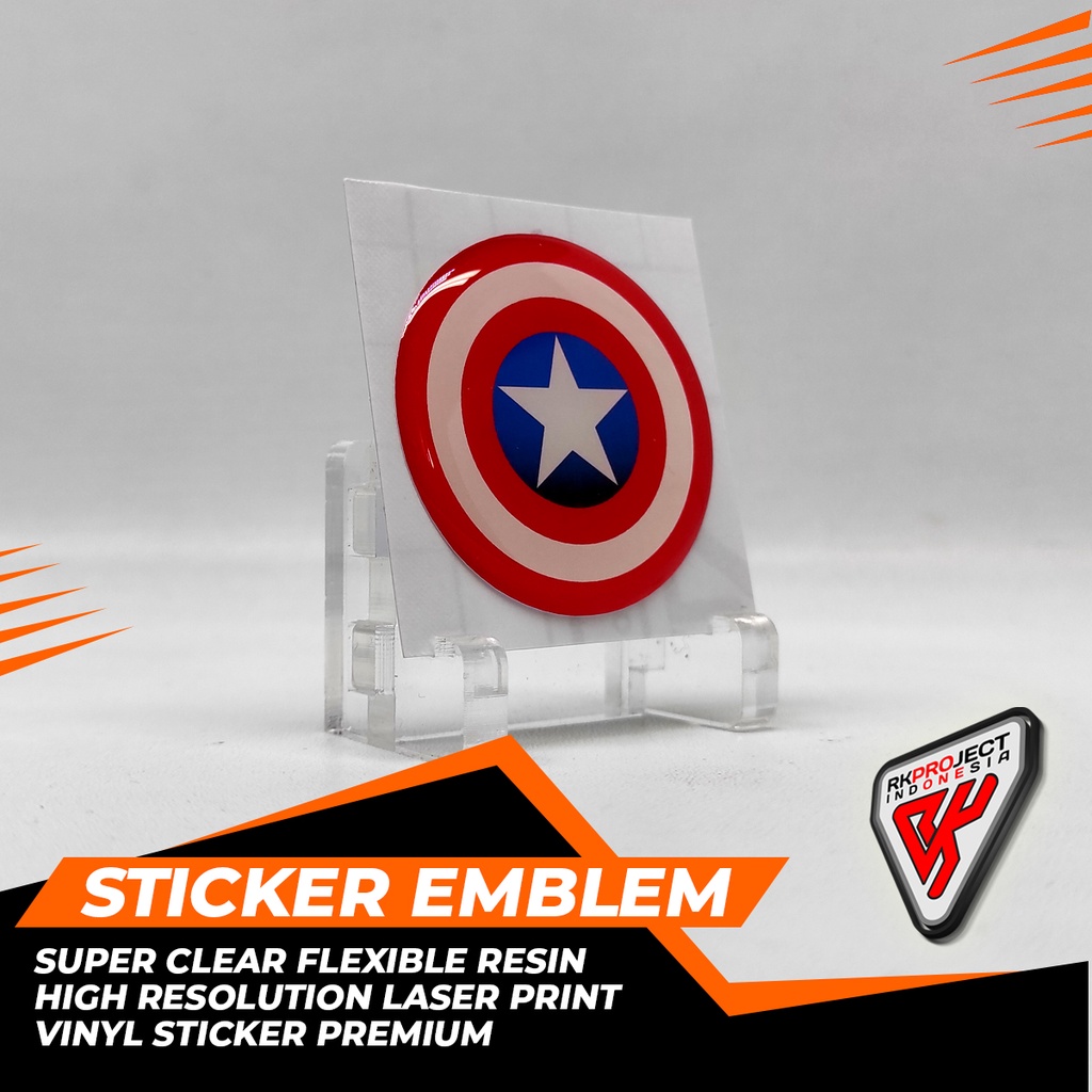 

CAPTAIN AMERICA Sticker Timbul Emblem Resin Lentur