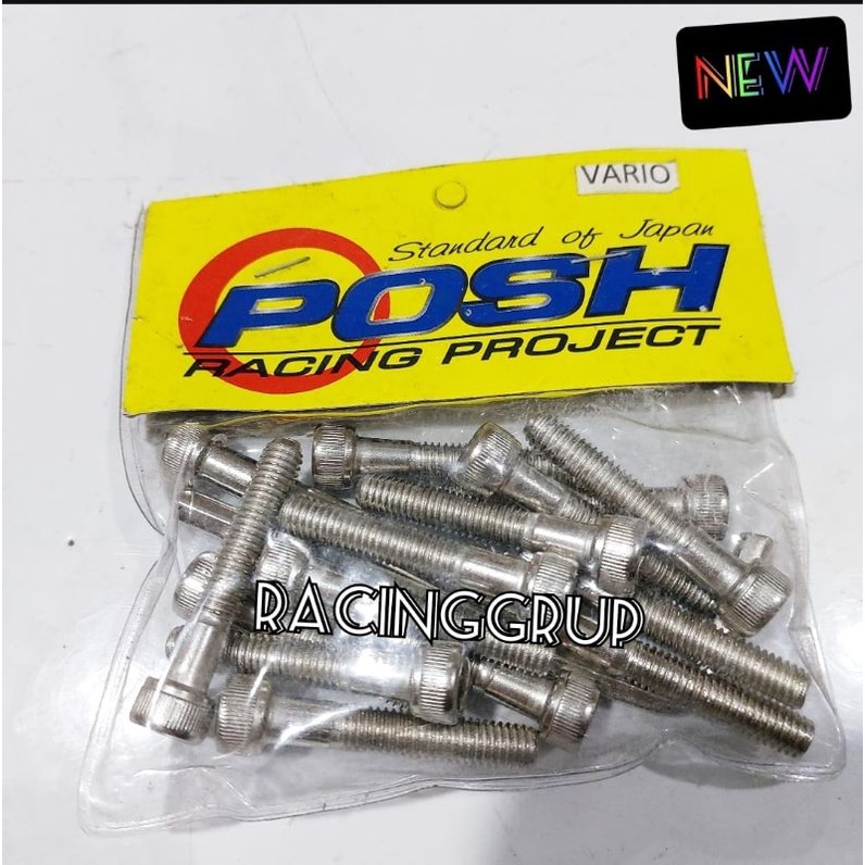 Baut Blok Mesin CVT Vario L Chrome Posh isi 14pcs + kunci L 1pcs