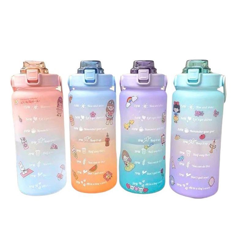 BOTOL MINUM VIRAL/Botol Minum Plastik Cantik 2 Liter Free Sticker