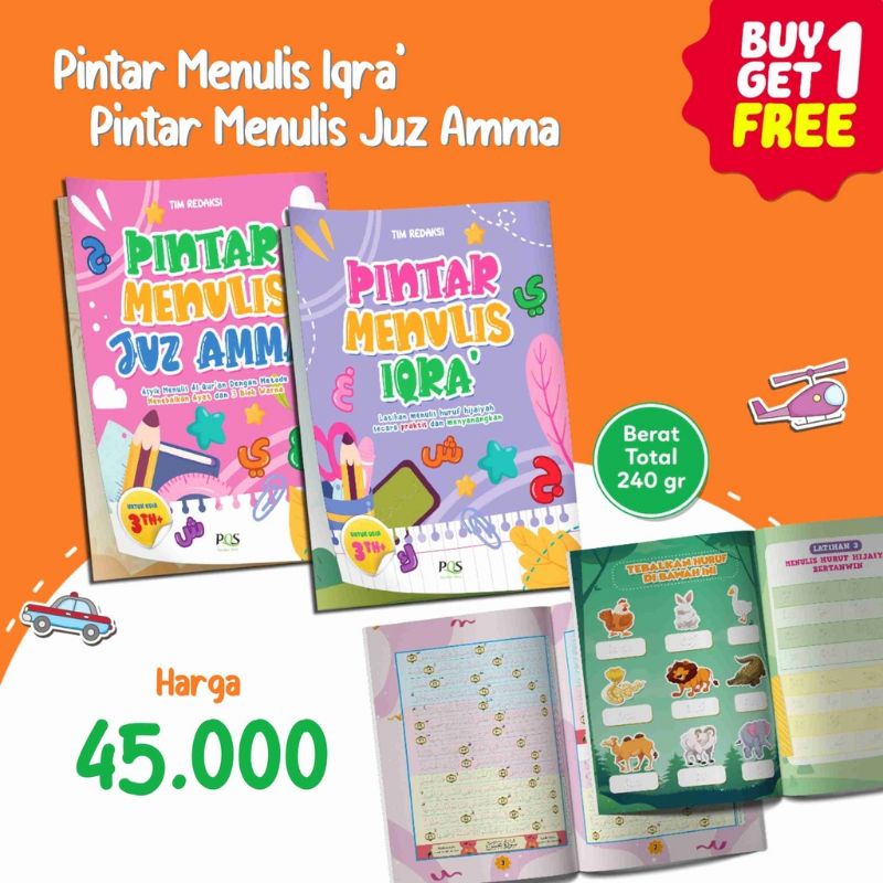 Pintar menulis iqra dan menulis juz amma buku belajar hijaiyah full color iqro