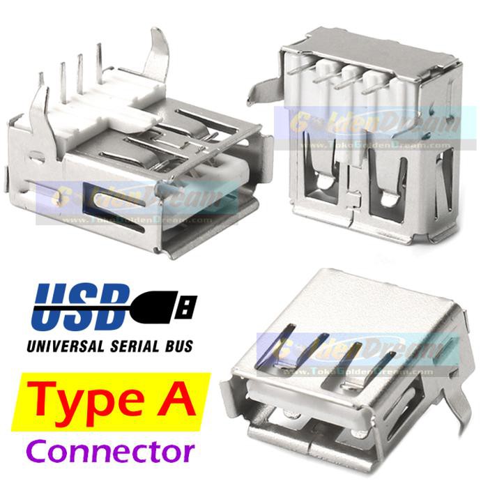 Jual Ini Soket Usb Female Pcb Mount Type A 4 Pin Tekuk 90 Socket ...