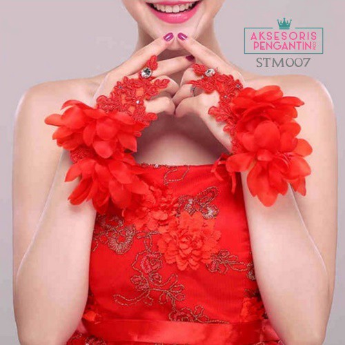 [PRODUK FAVORIT] WEDDING GLOVES BUNGA SARUNG TANGAN WANITA AKSESORIS PENGANTIN STM007