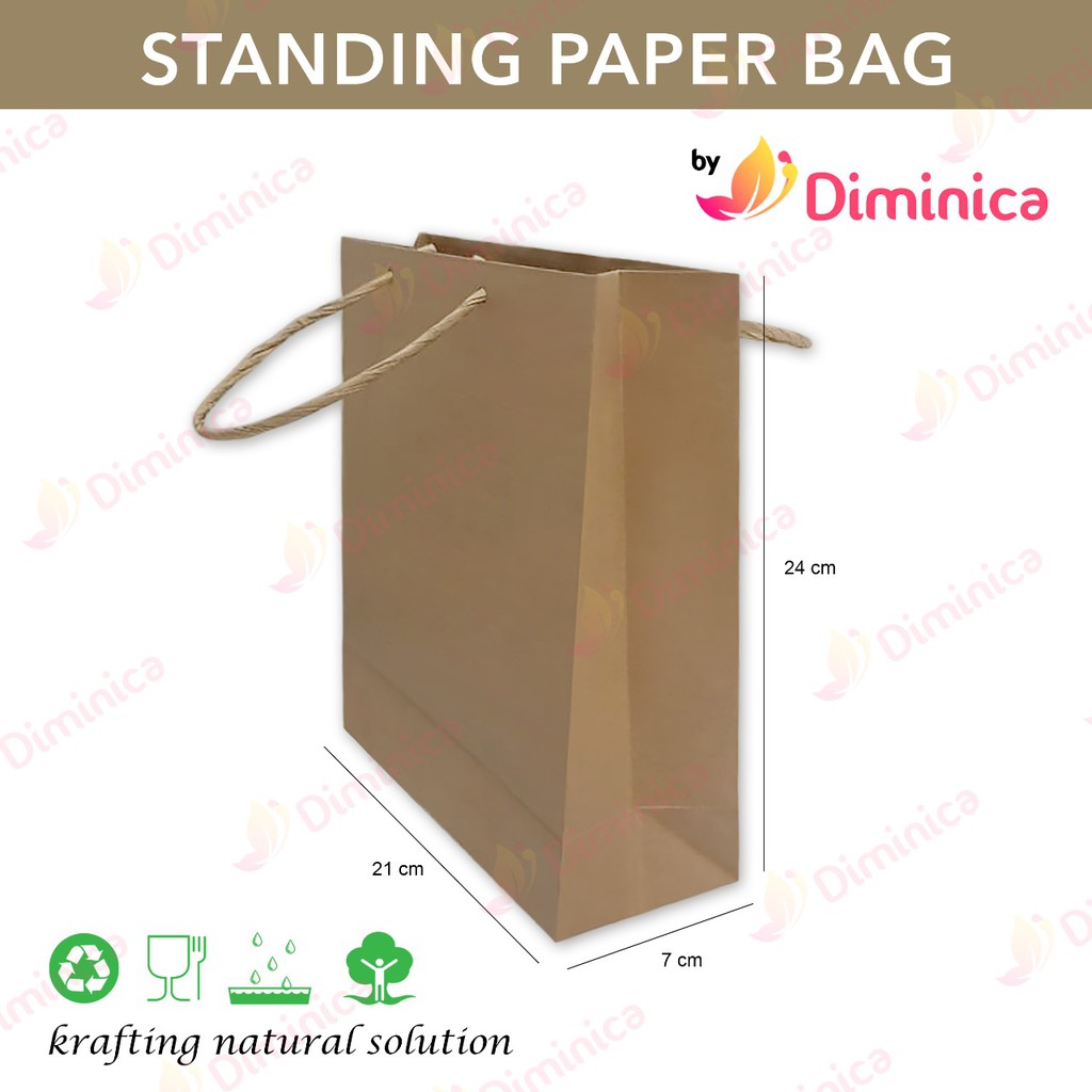

Paper Bag Standing, Paper bag Polos 21cm, Paper Bag Murah, Paper bag Coklat Polos