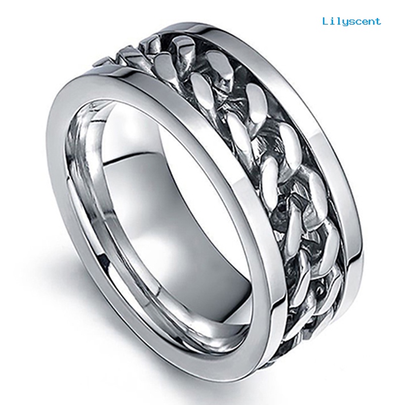 Ls Cincin Rantai Stainless Steel Gaya Punk Untuk Pria / Wanita