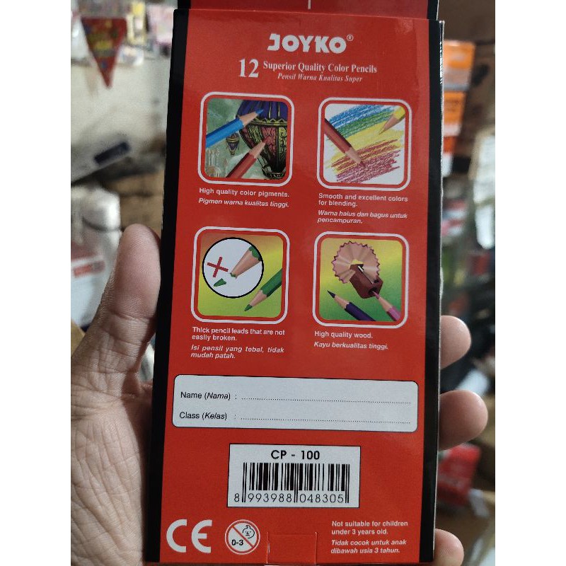Pensil Warna panjang Joyko 12 warna Cp100-2