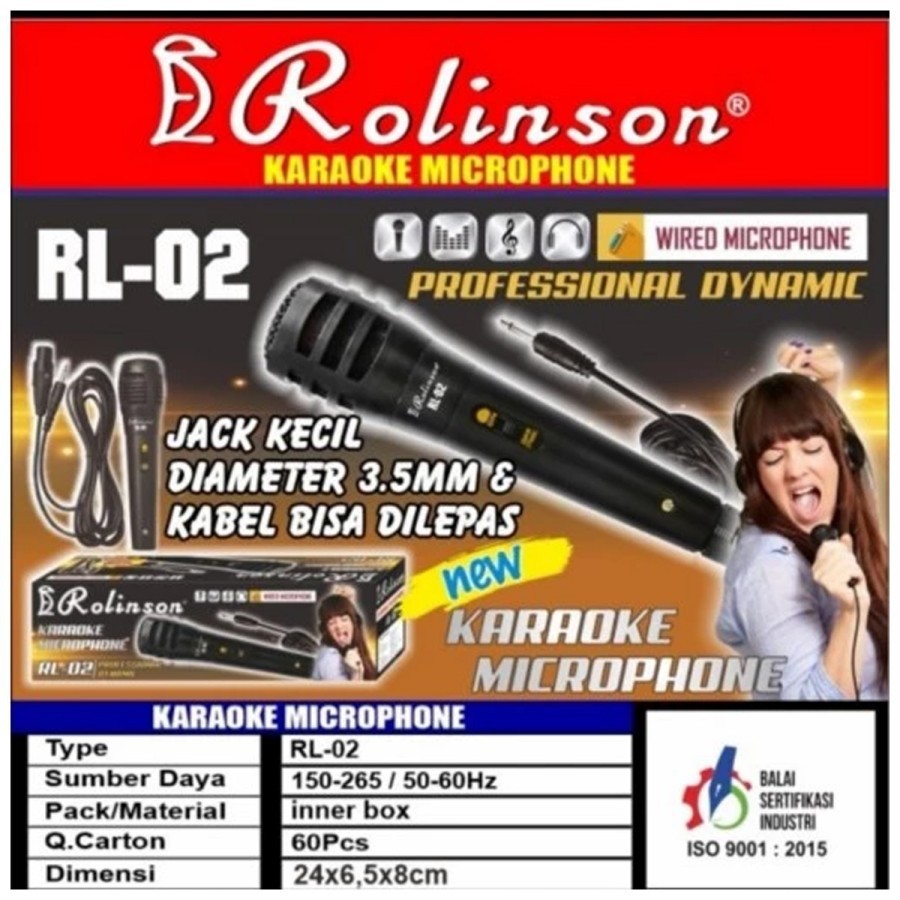 MIC ROLINSON RL-02 MICROPHONE KABEL JACK KECIL MIC KARAOKE