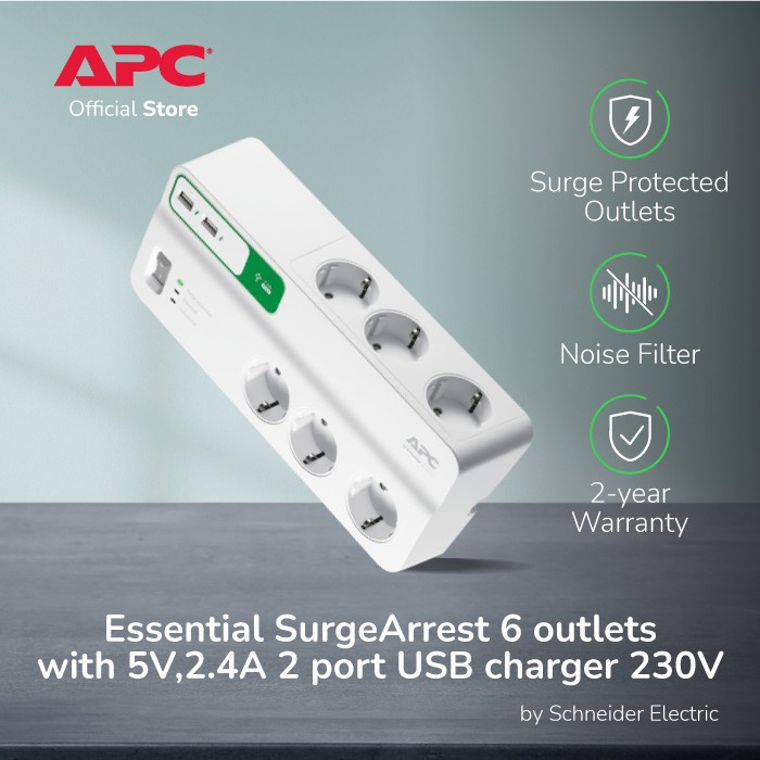 APC Surge Protector PM6UGR PM6U-GR 6 colokan anti petir Germany