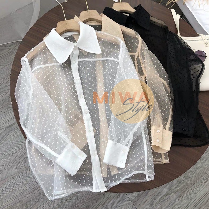 MS COD Amira Top Atasan bahan TIle Dot Transparan / Outer Wanita Korean Style Terbaru