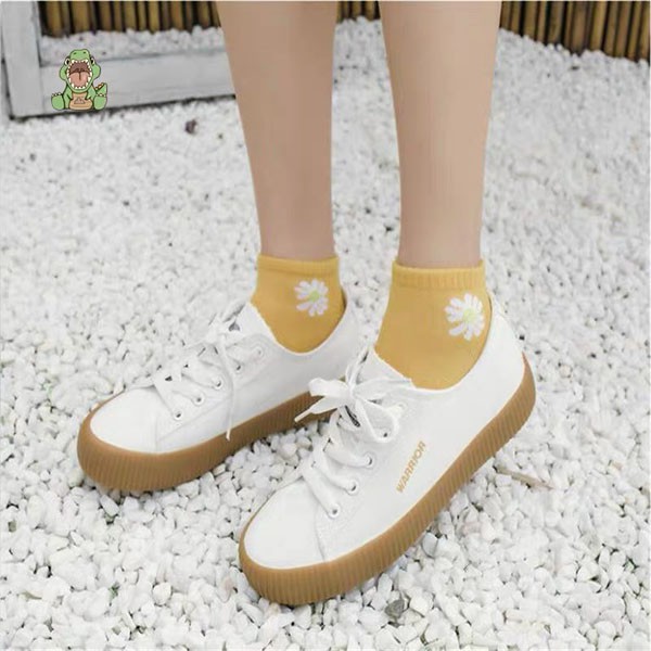 Kaos Kaki Ankle Motif Bunga Aster Cute / Kaos Kaki Import Korea Panjang Semata Kaki / TV-13