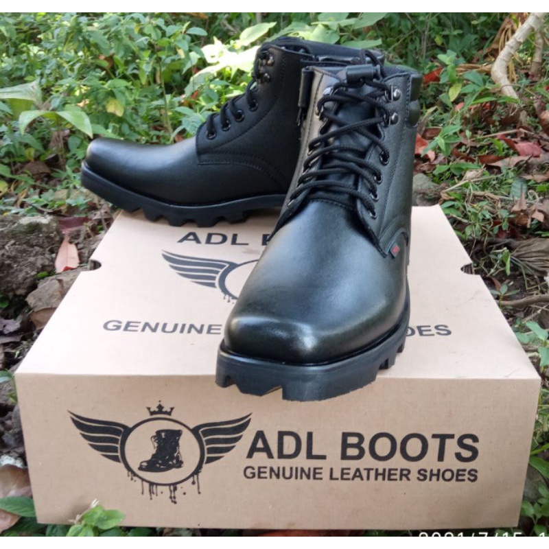 sepatu pdh pdl tni polri security kulit asli mengkilap dan doff merk ADL BOOTS