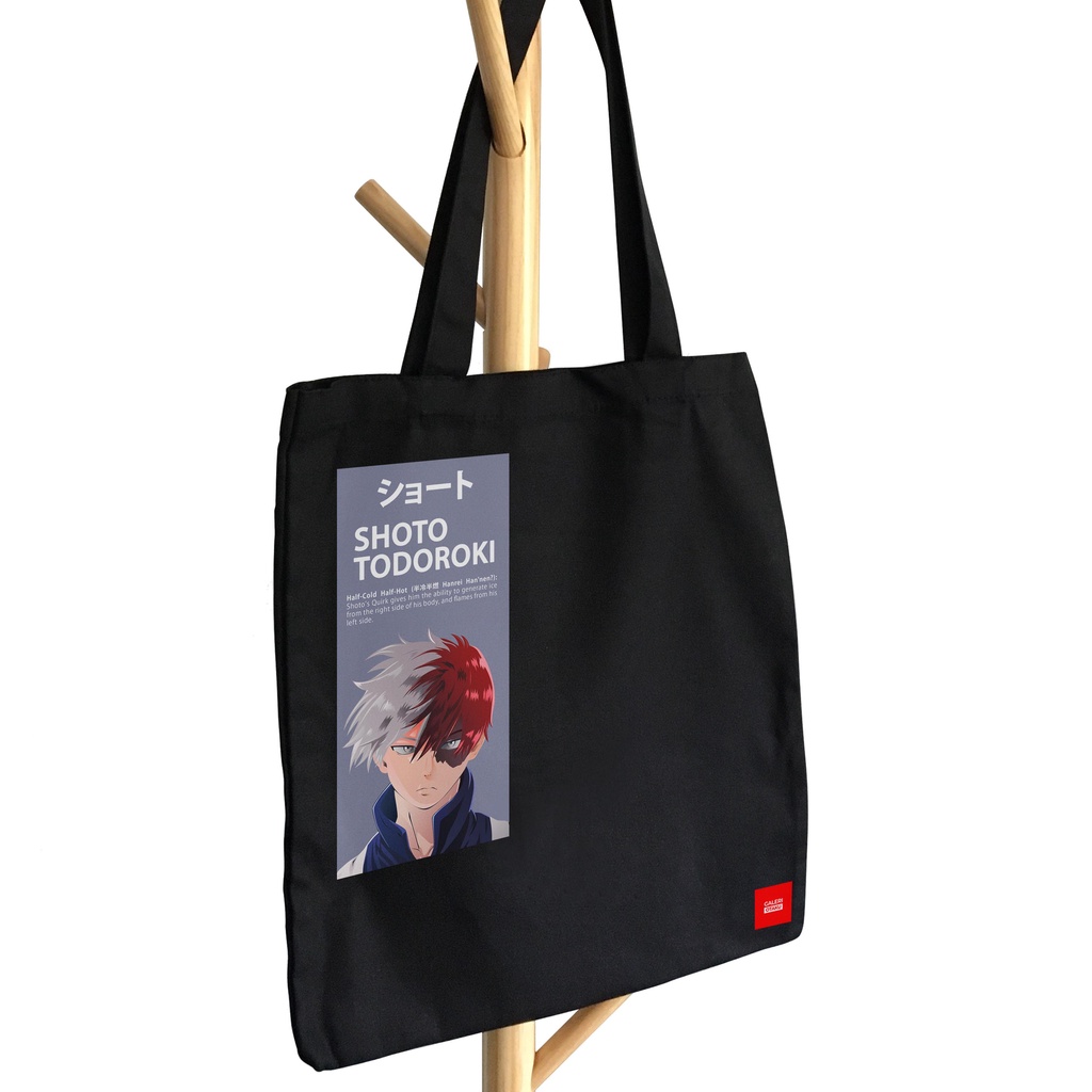 (SALE) Tote Bag Kanvas Anime My Hero Academia / Todoroki Shoto / Midoriya Izuku Rage Totebag Hitam / Totebag resleting