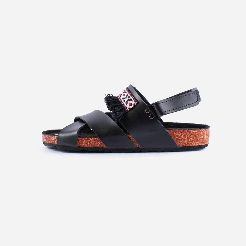 BELLA BLACK  |FORIND x Squirrel| Sendal Ori Tali Kulit Simpel Kayu Wanita/Women Sandal Footwear