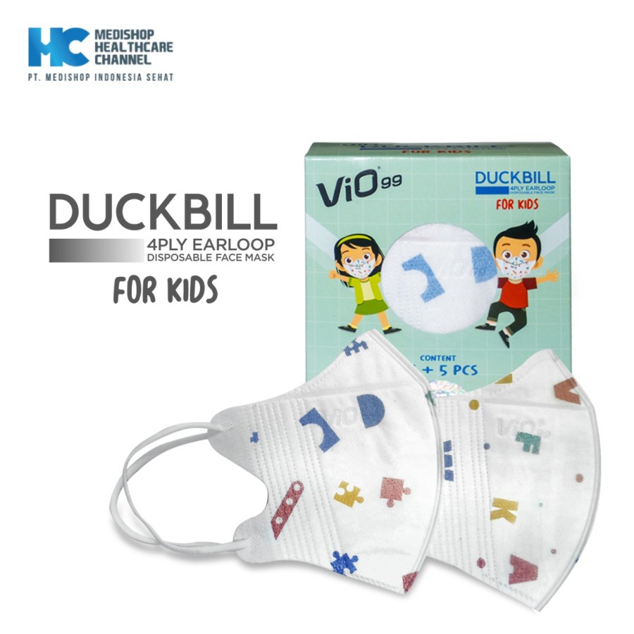 Vio Masker Duckbill Kids Mix Motif 4 Ply Isi 30 Pcs