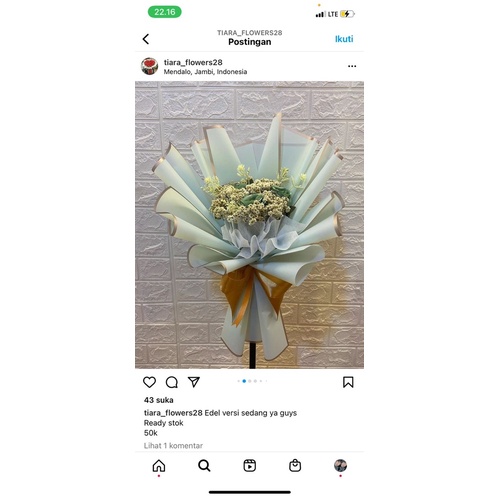 buket bunga edelweis mix artificial ukuran sedang