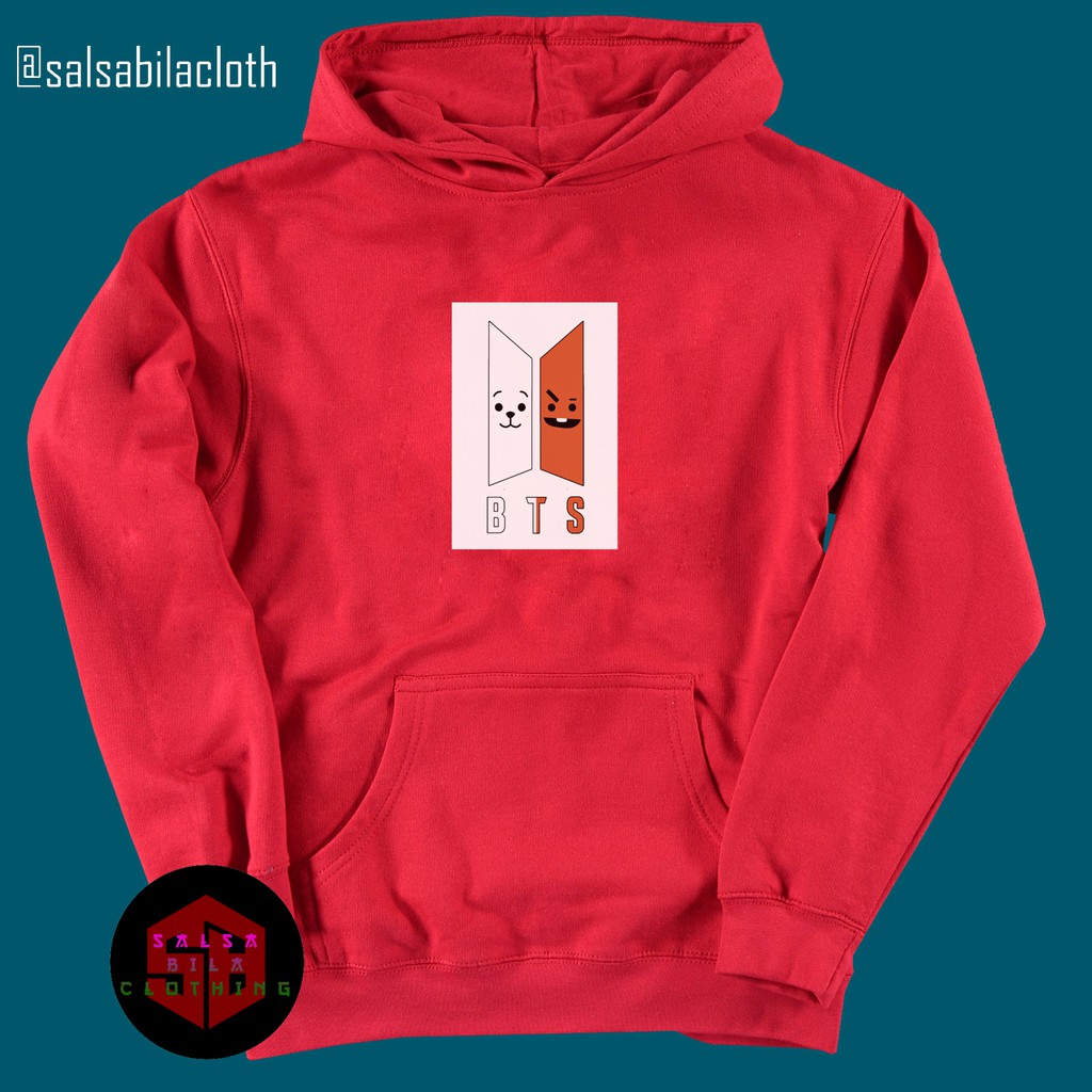 JAKET SWEATER HOODIE ANAK BT21 X BTS - MERAH