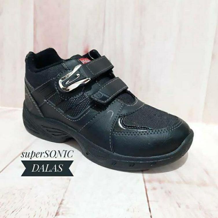 Model Baru.. Sepatu sekolah sepatu anak sepatu hitam magnet homyped