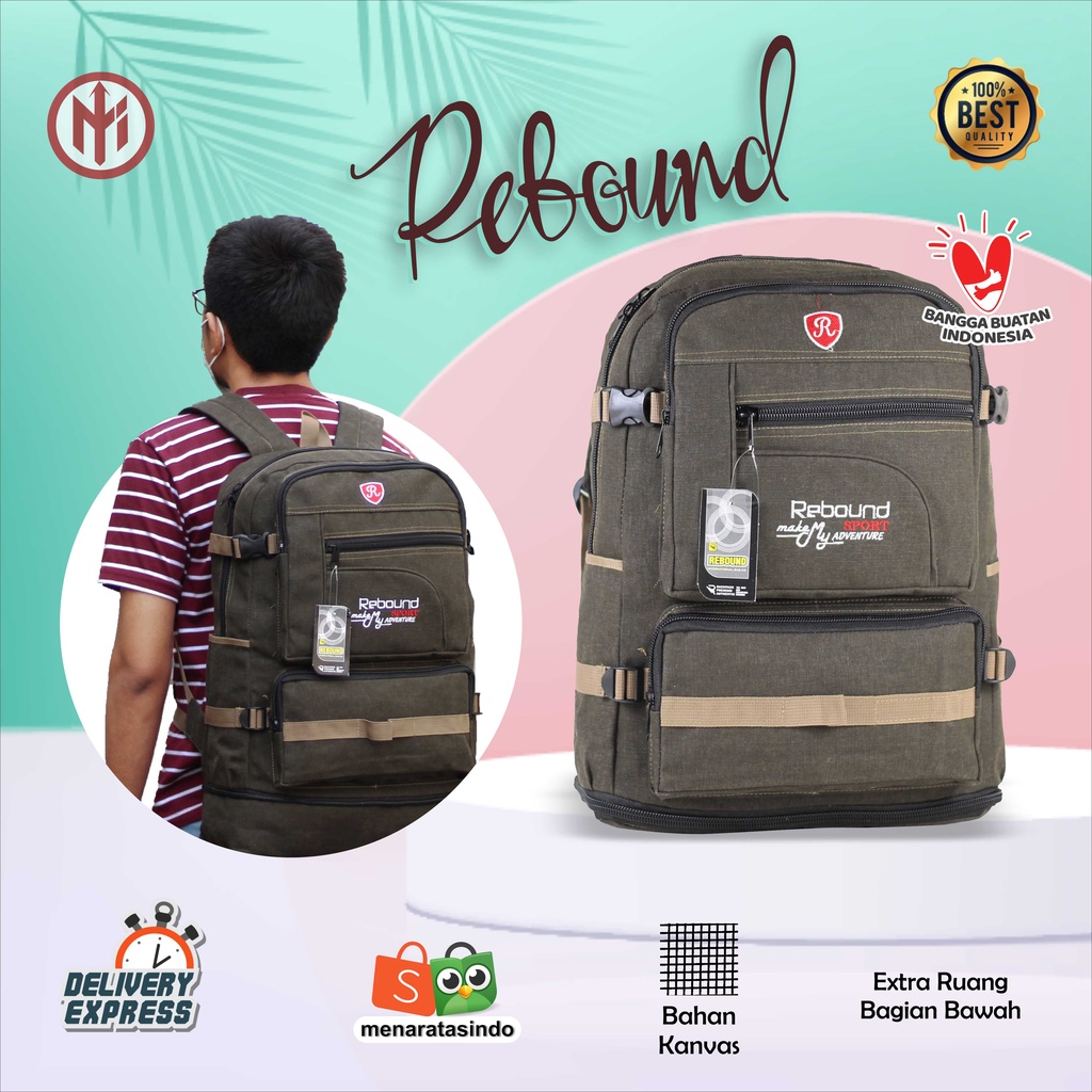 

Backpack Gunung Travel Tas Pria Outdoor Distro Susun Rebound Coklat Trendy Ransel Cowok Branded Kanvas Elegant Komunitas Pecinta Alam Keren Murah Fashionable