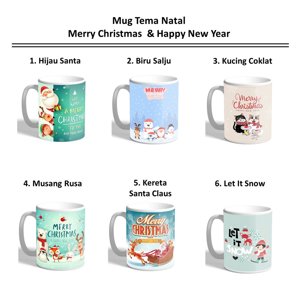 

Mug Gelas Sablon Tema Natal Christmas Tahun Baru Souvenir Hadiah Hampers Parcel Kado Gift 1