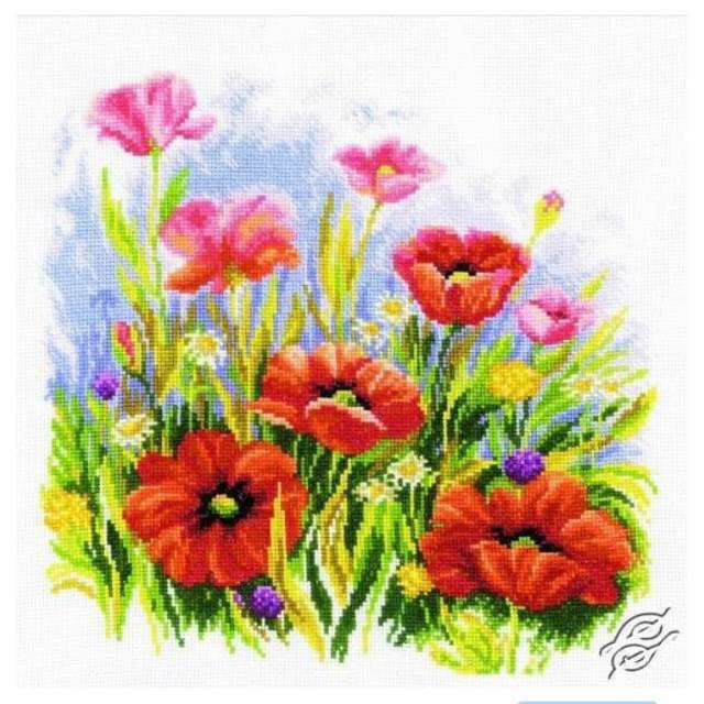 DIY Paket kristik bunga poppy cross stitch kit 14ct