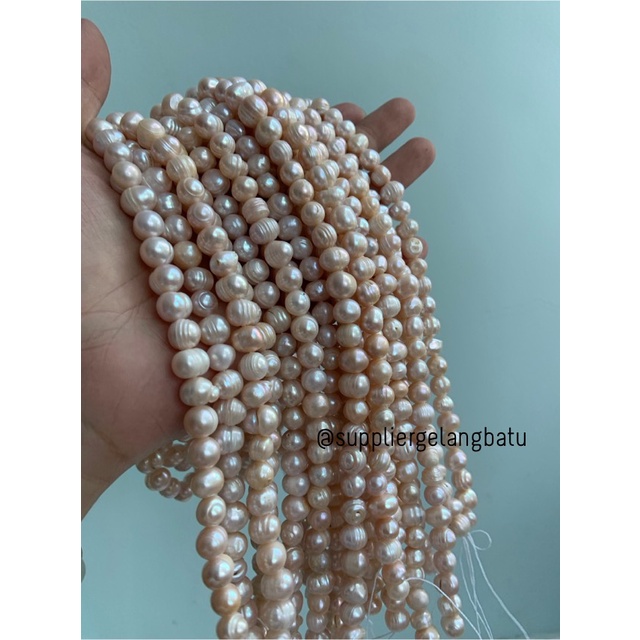 Bahan Mutiara Air Tawar Barok / Baroque LAVENDER 8 x 14mm Bulat pearl