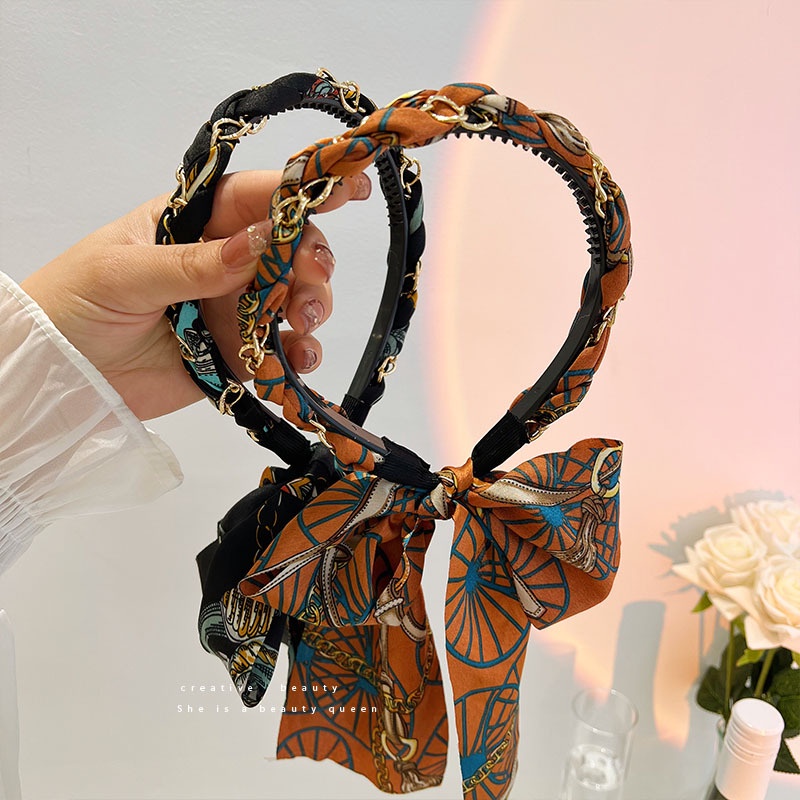 Caliloops Bando Bandana Batik Kepang Emas Korea Dewasa Pita Ikat Mell