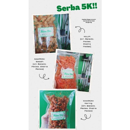 

Cemilan Serba 5K Kulpi, Makroni Basah dan Kering dari Medicine Kitchen 150gram