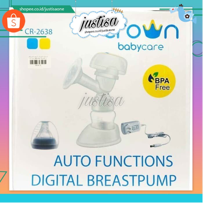 Promo !! Crown Digital Auto Electric Breast Pump Pompa Asi Elektrik Baterai Adaptor - POMPA ASI ELECTRIK