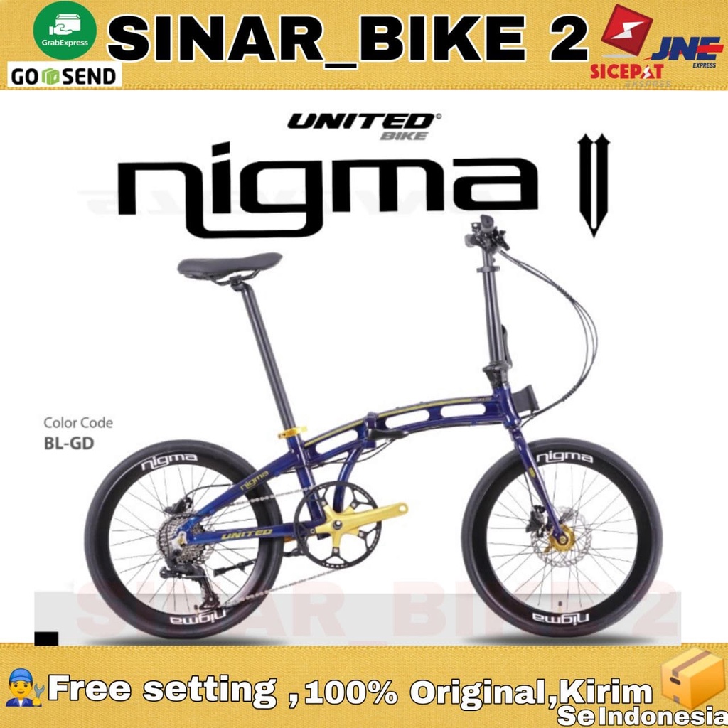 Sepeda Lipat UNITED NIGMA 5 V 20 Inch Terbaru Alloy 10 Speed Rem Hidrolik Garansi Resmi 5 Tahun