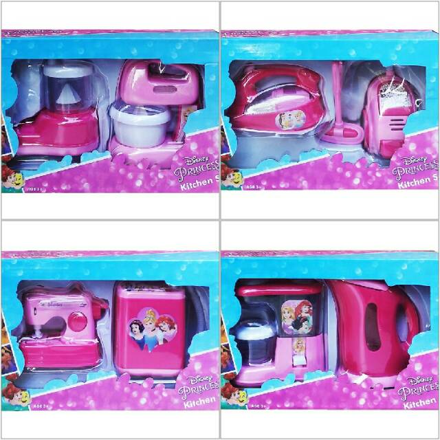 DISNEY PRINCESS HOUSEHOLD BLENDER COFFE MAKER SEWING CLEANING SET